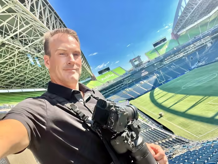 Chris Terry on an event shoot at Lumen Field